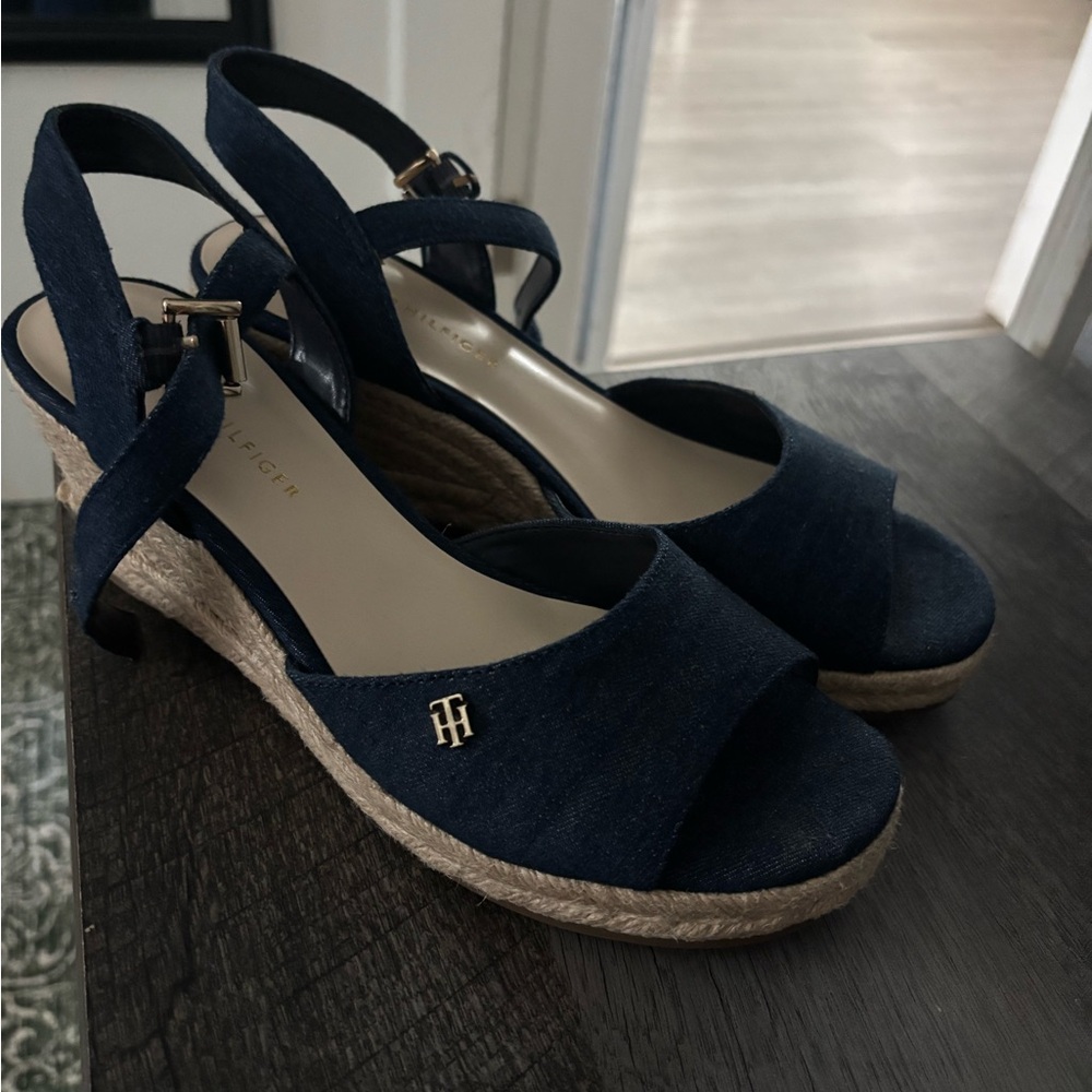 Tommy Hilfiger Blue Espadrille Wedge Shoes